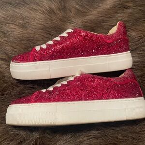 Betsey Johnson Red Rhinestone Sneakers